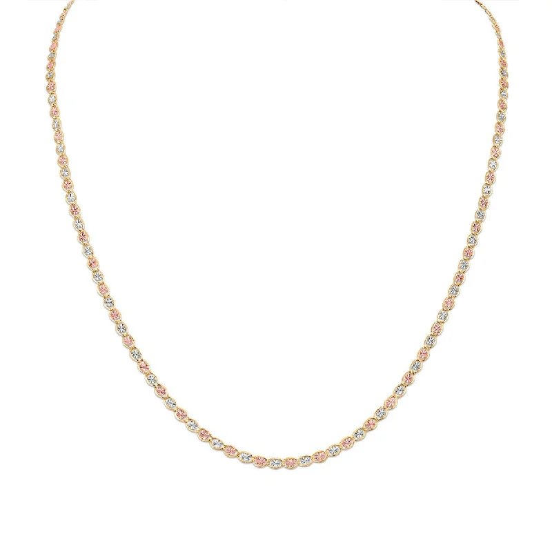 Timeless Elegance At Unbelievable Discounts Fashion Forward, Function First 18-inch 2.7MM Heart Valentino Chain in 10K Tricolor Gold Timeless Elegance At Unbelievable Discounts Fashion Forward, Function First 18-inch 2.7MM Heart Valentino Chain in 10K Tricolor Gold