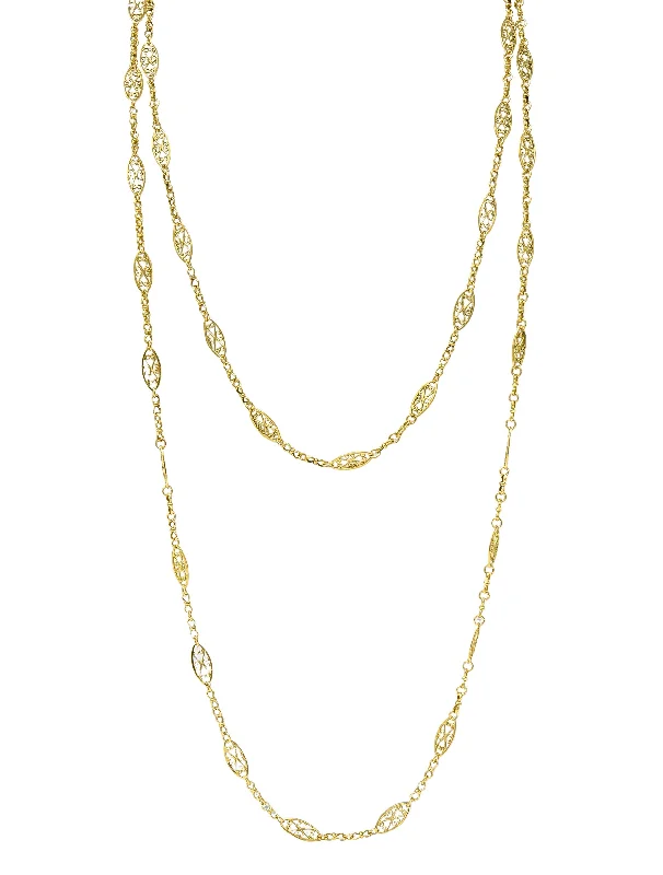 Timeless Jewelry Styles At Wallet-Friendly Prices Relaxed Style 18 Karat Yellow Gold French Victorian Whiplash Heart Navette Link 56 IN Long Antique Chain Necklace Timeless Jewelry Styles At Wallet-Friendly Prices Relaxed Style 18 Karat Yellow Gold French Victorian Whiplash Heart Navette Link 56 IN Long Antique Chain Necklace