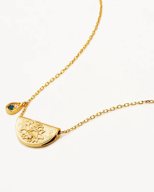 Trending Jewelry Styles Now At Limited-Time Discounts Inspired By You, Designed For You 18k Gold Vermeil Lotus Birthstone Necklace - December - Blue Topaz Trending Jewelry Styles Now At Limited-Time Discounts Inspired By You, Designed For You 18k Gold Vermeil Lotus Birthstone Necklace - December - Blue Topaz