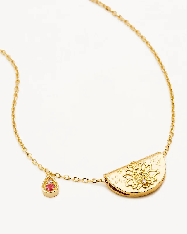 The Perfect Jewelry Piece At The Perfect Price New Arrivals 18k Gold Vermeil Lotus Birthstone Necklace - October - Pink Tourmaline The Perfect Jewelry Piece At The Perfect Price New Arrivals 18k Gold Vermeil Lotus Birthstone Necklace - October - Pink Tourmaline