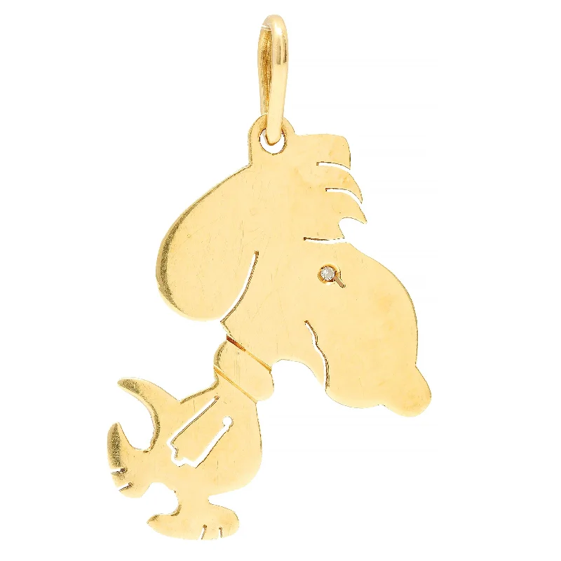 Shop Stylish Jewelry Now And Save Big Unleash Your Fashion 1950's Diamond 18 Karat Yellow Gold Cartoon Snoopy Vintage Pendant