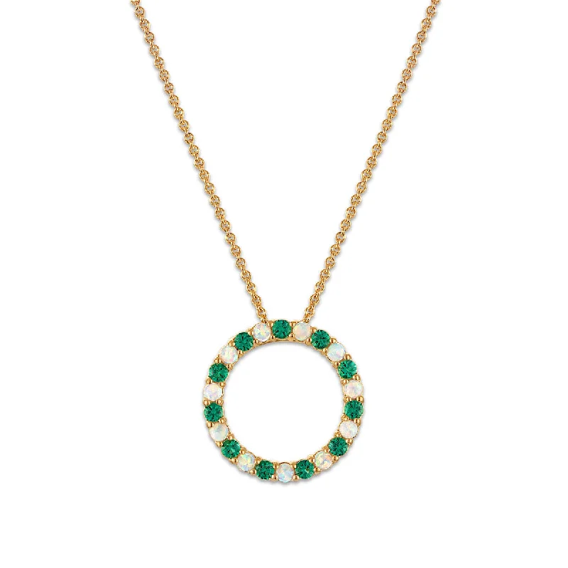 The Ultimate Jewelry Sale – Shop Premium Styles Spring Fashion 2MM Round Emerald and Opal 18-inch Circle Pendant in Yellow Gold Plated Sterling Silver The Ultimate Jewelry Sale – Shop Premium Styles Spring Fashion 2MM Round Emerald and Opal 18-inch Circle Pendant in Yellow Gold Plated Sterling Silver