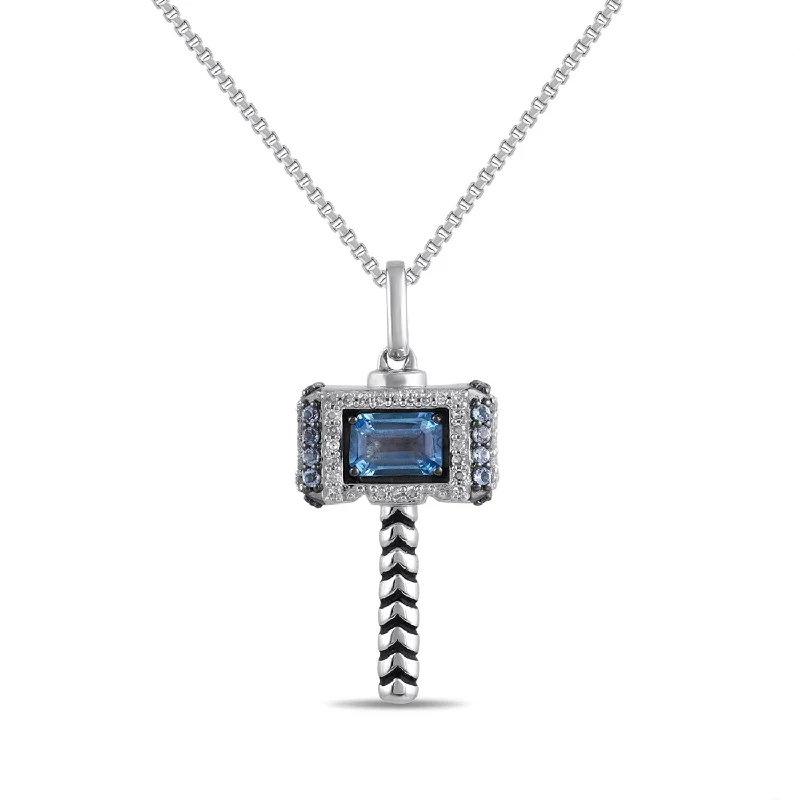 Luxury Jewelry Now At Special Promotional Rates Feminine Luxe Style Sale Marvel™ Fine Jewelry Blue Topaz and Diamond 18-inch Thor Pendant in Sterling Silver Luxury Jewelry Now At Special Promotional Rates Feminine Luxe Style Sale Marvel™ Fine Jewelry Blue Topaz and Diamond 18-inch Thor Pendant in Sterling Silver
