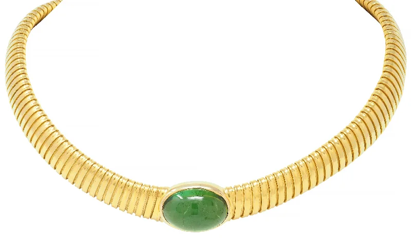 Jewelry Sale Bonanza – Grab Your Sparkle Now Seasonal Sale Cartier 1980s Green Tourmaline 18 Karat Yellow Gold Vintage Carlo Weingrill Tubogas Necklace Jewelry Sale Bonanza – Grab Your Sparkle Now Seasonal Sale Cartier 1980s Green Tourmaline 18 Karat Yellow Gold Vintage Carlo Weingrill Tubogas Necklace