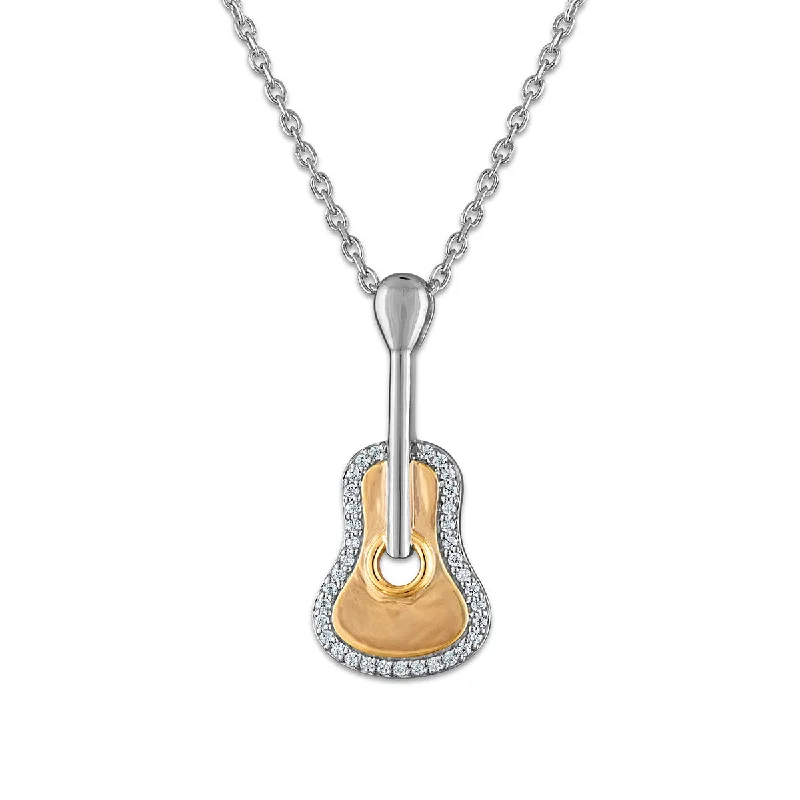 Shop Dazzling Jewelry At The Best Prices Top Brand Discounts Diamond Accent 18-inch Guitar Pendant in Two-Tone Sterling Silver