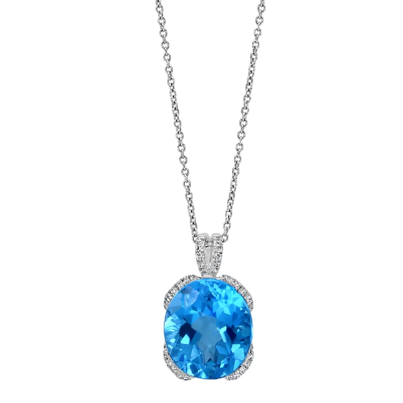 Stunning Statement Jewelry, Unbeatable Discounts Urban Fashion EFFY 14X12MM Oval Blue Topaz and Diamond 18-inch Fashion Pendant in 14KT White Gold Stunning Statement Jewelry, Unbeatable Discounts Urban Fashion EFFY 14X12MM Oval Blue Topaz and Diamond 18-inch Fashion Pendant in 14KT White Gold