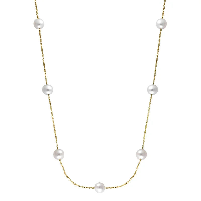 Get The Jewelry You Love At A Price You Love Trendy Street Style EFFY 6MM Round Fresh Water Pearl Ball 36-inch Beaded Necklace in 14KT Yellow Gold