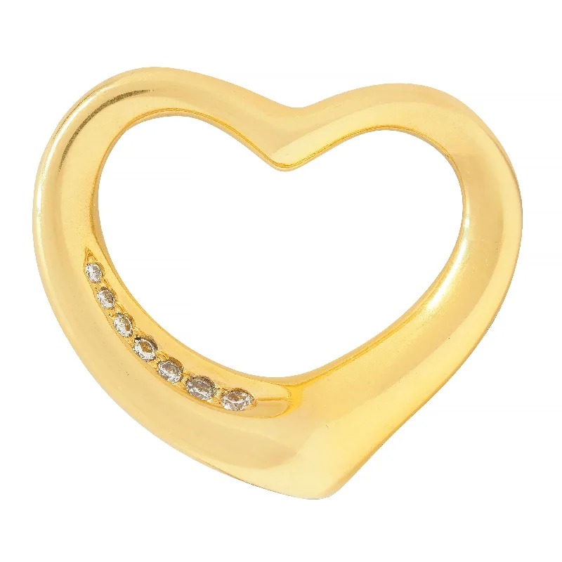 Modern Statement Jewelry For Bold Styling Contemporary Chic Promotions Elsa Peretti Tiffany & Co. 2000 Diamond 18 Karat Yellow Gold Open Heart Pendant Modern Statement Jewelry For Bold Styling Contemporary Chic Promotions Elsa Peretti Tiffany & Co. 2000 Diamond 18 Karat Yellow Gold Open Heart Pendant