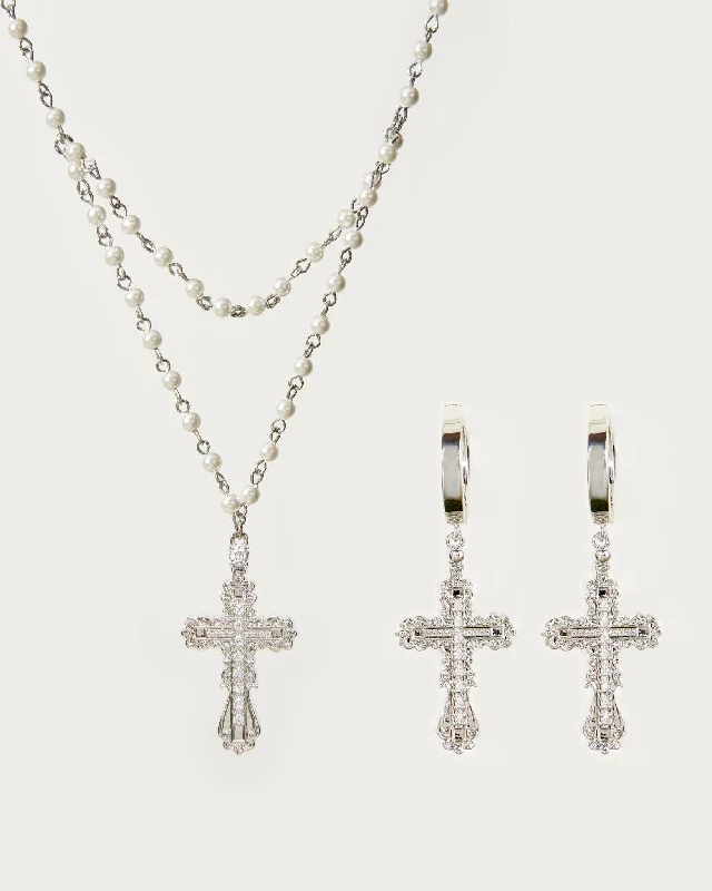 Luxury Jewelry At Unbeatable Discounts Flash Sale Now Everette Cross Set in Silver