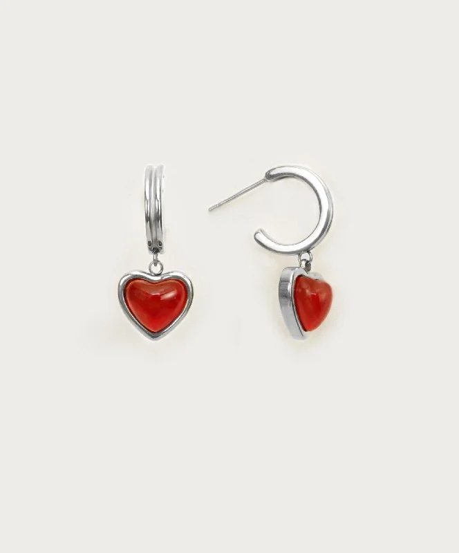 Shop Dazzling Jewelry At The Best Prices Embrace New Fashion Silver Carnelian Stone Hoop Earrings