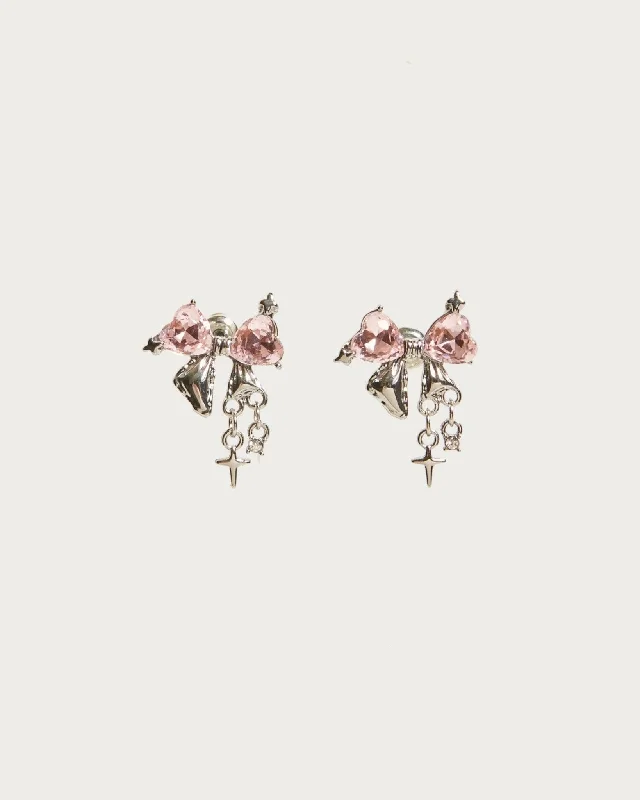 Shop Stylish Jewelry Now And Save Big Summer Deals Sparkle Bow Earrings in Pink Silver Shop Stylish Jewelry Now And Save Big Summer Deals Sparkle Bow Earrings in Pink Silver