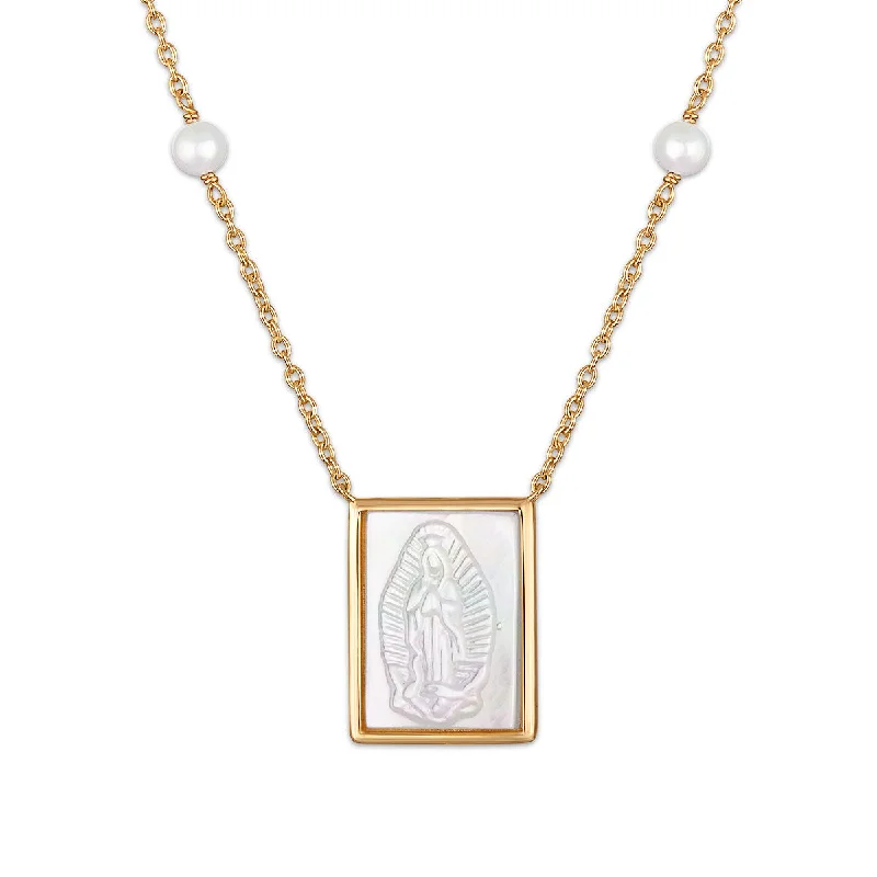 Grab Stylish Jewelry Before The Sale Ends Chic And Trendy Square Mother of Pearl Guadalupe 16 plus 2-inch Necklace in Yellow Plated Sterling Silver Grab Stylish Jewelry Before The Sale Ends Chic And Trendy Square Mother of Pearl Guadalupe 16 plus 2-inch Necklace in Yellow Plated Sterling Silver