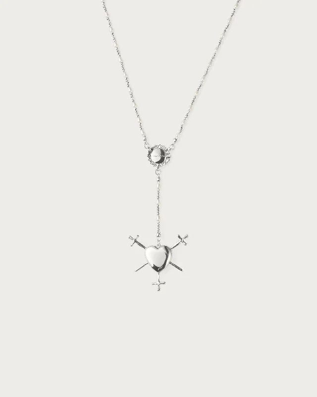 Once-A-Year Jewelry Deals – Shop Before They’Re Gone Premium Fashion Three of Swords Rosary Necklace in Silver Once-A-Year Jewelry Deals – Shop Before They’Re Gone Premium Fashion Three of Swords Rosary Necklace in Silver