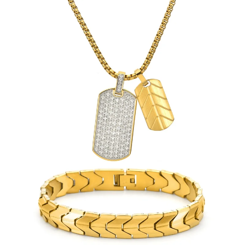 Last Chance To Grab Your Favorite Jewelry At A Discount Exclusive Discounts Titán by Adrian Gonzalez Yellow Stainless Steel and Cubic Zirconia Pendant Bracelet Set Last Chance To Grab Your Favorite Jewelry At A Discount Exclusive Discounts Titán by Adrian Gonzalez Yellow Stainless Steel and Cubic Zirconia Pendant Bracelet Set