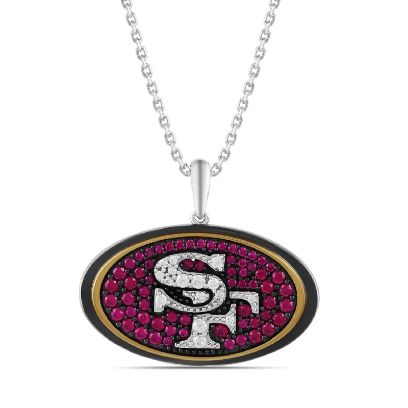 Elevate Your Outfit With Discounted Statement Jewelry Save Big True Fans Fine Jewelry San Francisco 49ers 18-inch Pendant in Sterling Silver Elevate Your Outfit With Discounted Statement Jewelry Save Big True Fans Fine Jewelry San Francisco 49ers 18-inch Pendant in Sterling Silver