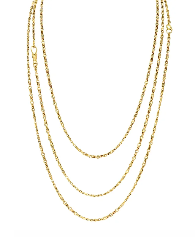Last Chance To Grab Your Favorite Jewelry At A Discount Limited Stock, Big Discounts Victorian 18 Karat Yellow Gold Infinity Link 66.5 IN Long Antique Chain Necklace Last Chance To Grab Your Favorite Jewelry At A Discount Limited Stock, Big Discounts Victorian 18 Karat Yellow Gold Infinity Link 66.5 IN Long Antique Chain Necklace