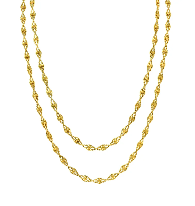 Elegant Jewelry, Exclusive Prices – Shop Now Big Discounts Victorian French 18 Karat Yellow Gold Knot Link Long Antique Chain Necklace Elegant Jewelry, Exclusive Prices – Shop Now Big Discounts Victorian French 18 Karat Yellow Gold Knot Link Long Antique Chain Necklace