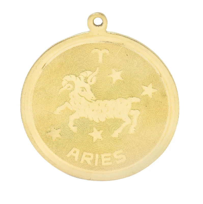 Unmissable Jewelry Clearance – Final Reductions Valentine's Special Vintage 14 Karat Yellow Gold Aries Zodiac Medallion Pendant Charm Unmissable Jewelry Clearance – Final Reductions Valentine's Special Vintage 14 Karat Yellow Gold Aries Zodiac Medallion Pendant Charm