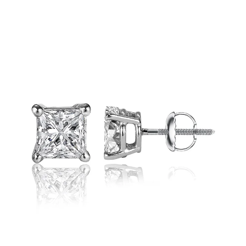 Dainty And Elegant Jewelry Now At Reduced Prices Laid-Back Fashion Offers 1/4 Carat Princess Cut 14K White Gold 4 Prong Basket Set Diamond Solitaire Stud Earrings (Signature Quality) Dainty And Elegant Jewelry Now At Reduced Prices Laid-Back Fashion Offers 1/4 Carat Princess Cut 14K White Gold 4 Prong Basket Set Diamond Solitaire Stud Earrings (Signature Quality)
