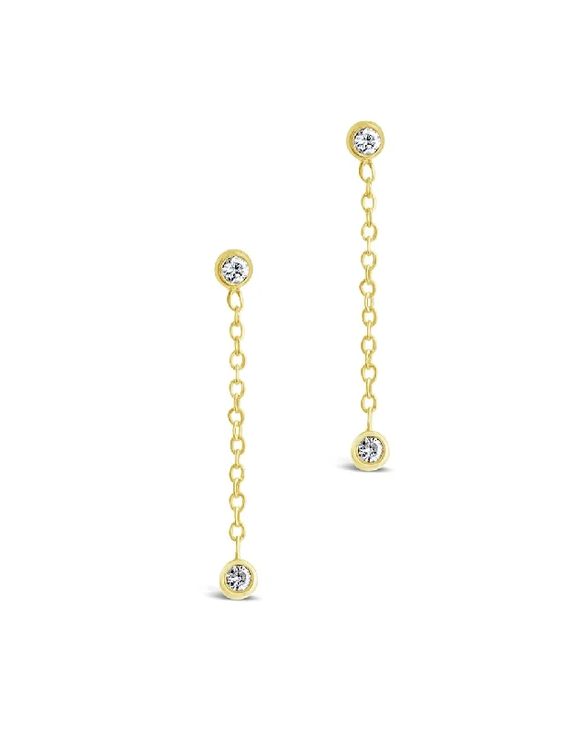Limited Stock On Premium Jewelry At Low Prices Stupidly Low Prices 14K Gold Bezel Diamond Chain Drop Stud Earrings Limited Stock On Premium Jewelry At Low Prices Stupidly Low Prices 14K Gold Bezel Diamond Chain Drop Stud Earrings