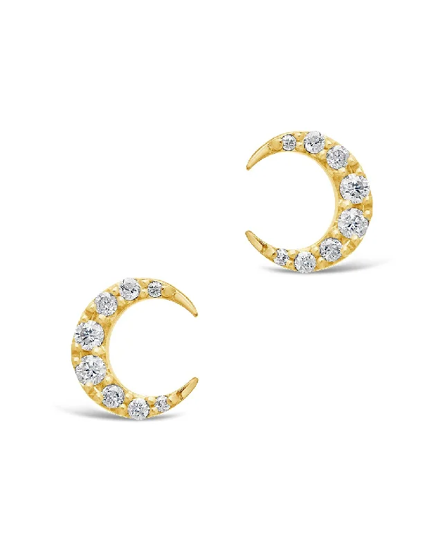 Delicate Crystal Jewelry For Sophisticated Charm Unbeatable Deals 14K Gold Diamond Crescent Stud Earrings Delicate Crystal Jewelry For Sophisticated Charm Unbeatable Deals 14K Gold Diamond Crescent Stud Earrings