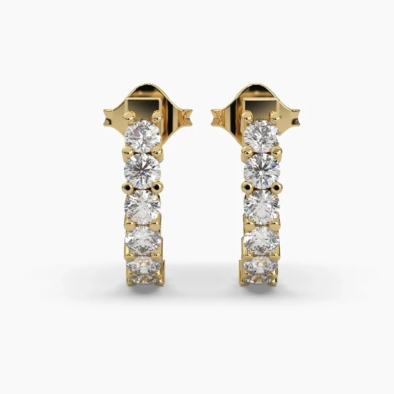 The Perfect Jewelry Piece At The Perfect Price Valentine's Special 1ct Round Lab Grown Diamond Half Huggie Hoop Earrings | Push Back Stud Earrings | 14k Gold The Perfect Jewelry Piece At The Perfect Price Valentine's Special 1ct Round Lab Grown Diamond Half Huggie Hoop Earrings | Push Back Stud Earrings | 14k Gold