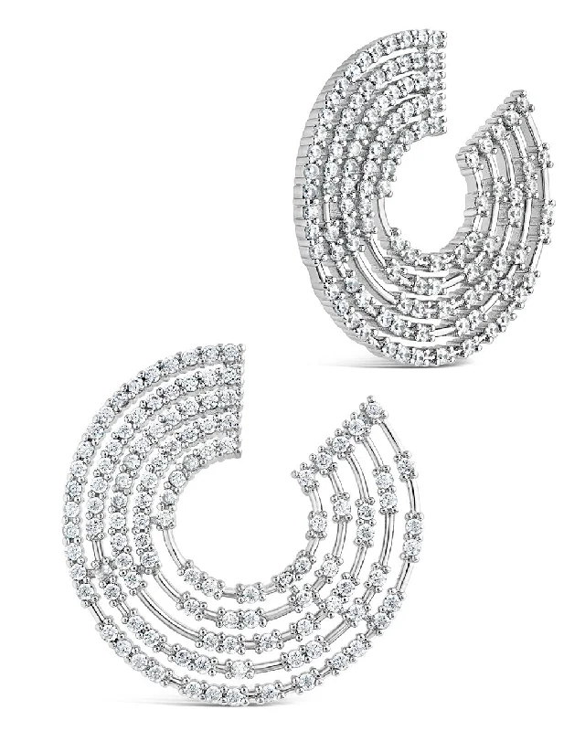 Waterproof Stainless Steel Jewelry For Lasting Beauty You'Ll Love Us Because 5 Row CZ Swirl Statement Stud Earrings Waterproof Stainless Steel Jewelry For Lasting Beauty You'Ll Love Us Because 5 Row CZ Swirl Statement Stud Earrings