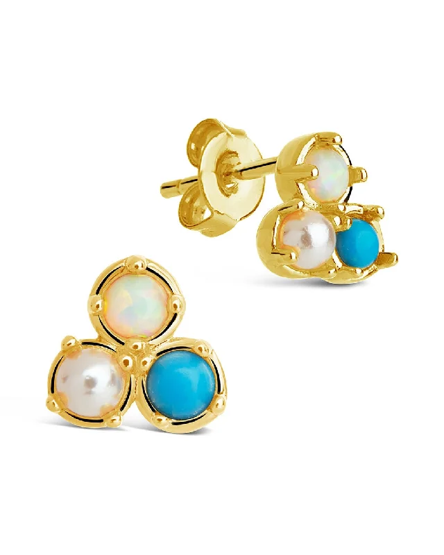 Timeless Jewelry At Special Discount Rates Affordable Luxury Fashion Bermuda Opal, Pearl, & Turquoise Triple Stud Earrings Timeless Jewelry At Special Discount Rates Affordable Luxury Fashion Bermuda Opal, Pearl, & Turquoise Triple Stud Earrings