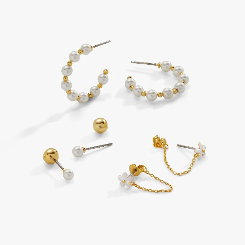 Adjustable Charm Bracelets For A Perfect Fit Ride The Style Wave Pearl Hoop + Daisy Stud Earrings, Set of 3 Adjustable Charm Bracelets For A Perfect Fit Ride The Style Wave Pearl Hoop + Daisy Stud Earrings, Set of 3