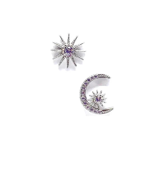 Luxury Jewelry Without The Luxury Price Tag Luxe Style Discounts Sun and Moon CZ Stud Earrings: Sterling Silver (EP45SNMN) Luxury Jewelry Without The Luxury Price Tag Luxe Style Discounts Sun and Moon CZ Stud Earrings: Sterling Silver (EP45SNMN)