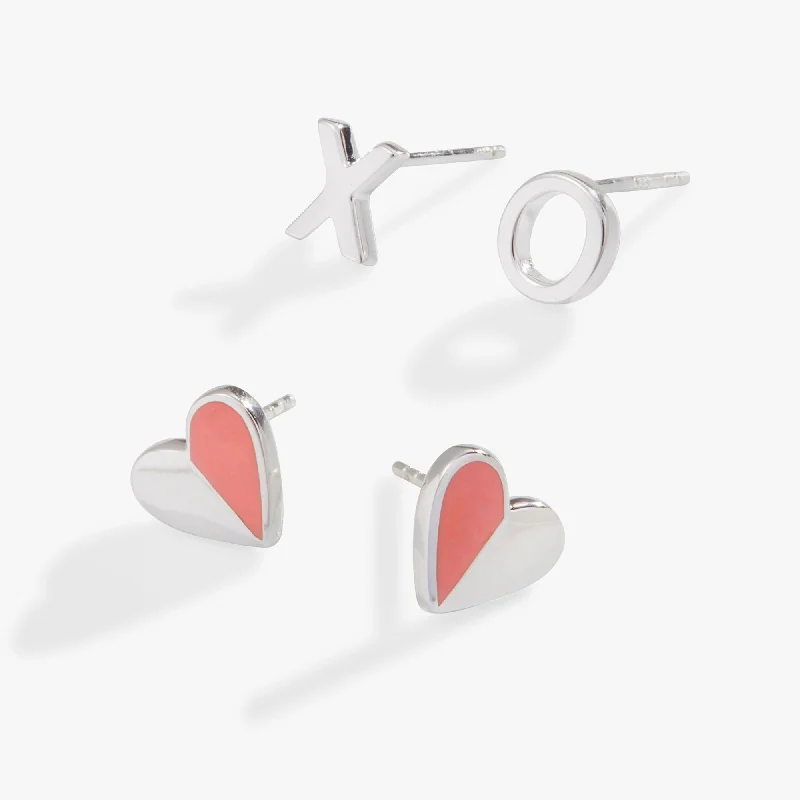 Waterproof Stainless Steel Jewelry For Lasting Beauty Fashion Frontiers Heart 'XO' Stud Earrings, Set of 2 Waterproof Stainless Steel Jewelry For Lasting Beauty Fashion Frontiers Heart 'XO' Stud Earrings, Set of 2