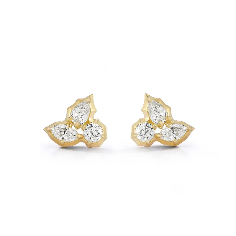 Huge Markdowns On Premium Jewelry Styles Boutique Styles 18K Gold "Posey" Three Diamond Cluster Stud Earrings Huge Markdowns On Premium Jewelry Styles Boutique Styles 18K Gold "Posey" Three Diamond Cluster Stud Earrings