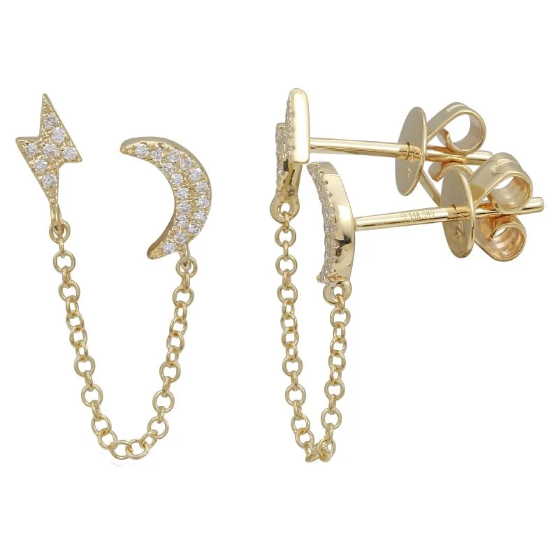 Luxury Jewelry At Unbeatable Discounts Casual Chic Light Bolt And Moon Diamond Double Stud Earrings (Single) Luxury Jewelry At Unbeatable Discounts Casual Chic Light Bolt And Moon Diamond Double Stud Earrings (Single)