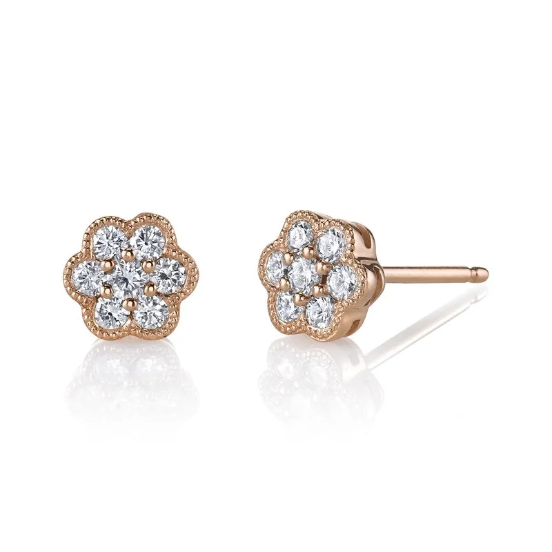 Dainty Floral Jewelry For Feminine Elegance Sustainable Fashion Extravaganza 14K Rose Gold 0.36ct. Diamond Floral Blossom Stud Earrings Dainty Floral Jewelry For Feminine Elegance Sustainable Fashion Extravaganza 14K Rose Gold 0.36ct. Diamond Floral Blossom Stud Earrings
