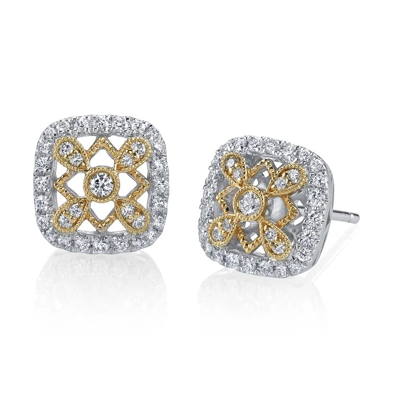 Personalized Engraved Jewelry For Meaningful Gifts Essentials On Sale 14K Two-Tone Gold 0.40ct. Filigree Design Diamond Stud Earrings Personalized Engraved Jewelry For Meaningful Gifts Essentials On Sale 14K Two-Tone Gold 0.40ct. Filigree Design Diamond Stud Earrings