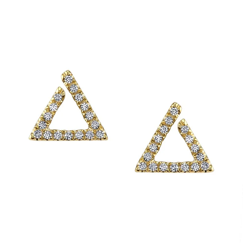 Jewelry Clearance Event – Stock Up Before It's Over Shop Sale Items 14K Yellow Gold 0.14ct. Diamond Geometric Triangle Stud Earrings