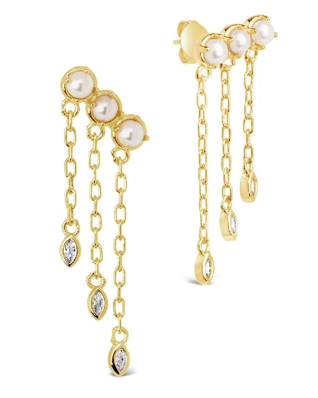 Bestselling Jewelry At Special Promotional Rates Premium Style Rhiannon Dangling CZ & Pearl Tiered Stud Earrings Bestselling Jewelry At Special Promotional Rates Premium Style Rhiannon Dangling CZ & Pearl Tiered Stud Earrings