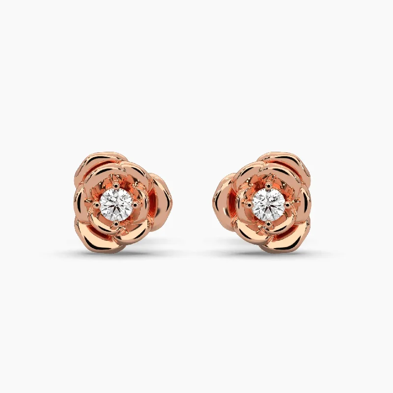 Special Sale On Handcrafted Jewelry – Shop Today End-Of-Season Clearance 0.25ct Round Lab Grown Diamond Rose Earrings | Push Back Stud Earrings | 14k Rose Gold