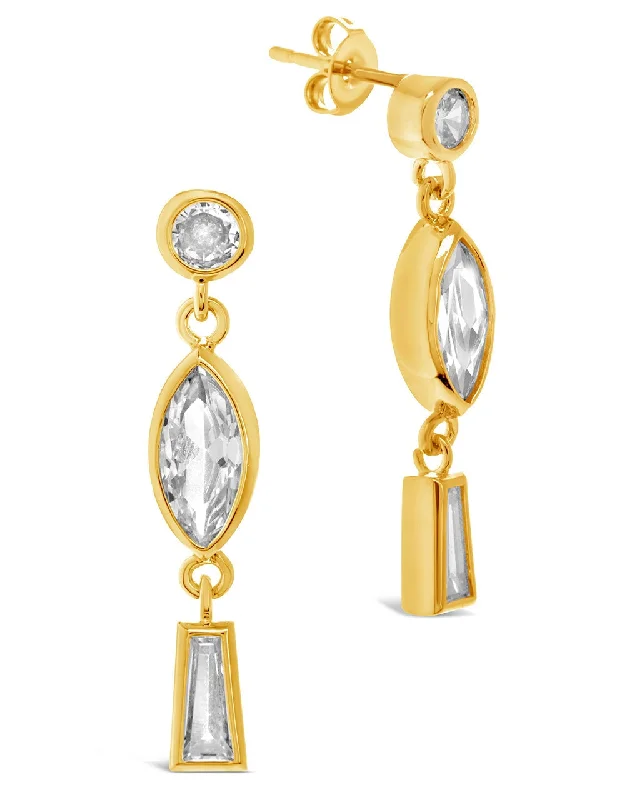 Personalized Jewelry At Special Discount Rates Trendy Women'S Wear Collection Suvi Triple CZ Drop Stud Earrings Personalized Jewelry At Special Discount Rates Trendy Women'S Wear Collection Suvi Triple CZ Drop Stud Earrings