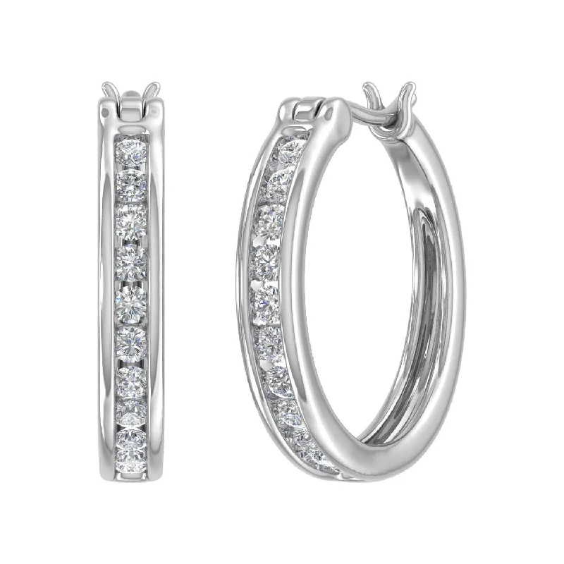 Affordable Gold-Plated Jewelry For Modern Fashion Trendy Threads 1/2 Carat Channel Set Diamond Hoop Earrings in Gold - IGI Certified Affordable Gold-Plated Jewelry For Modern Fashion Trendy Threads 1/2 Carat Channel Set Diamond Hoop Earrings in Gold - IGI Certified