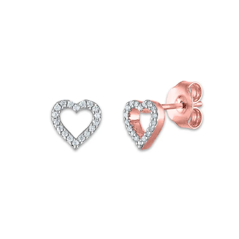 Affordable Glamour – Premium Jewelry For Less New Arrivals 1/20 CTW Diamond Stud Heart Outline Earrings in 10KT Rose Gold Affordable Glamour – Premium Jewelry For Less New Arrivals 1/20 CTW Diamond Stud Heart Outline Earrings in 10KT Rose Gold