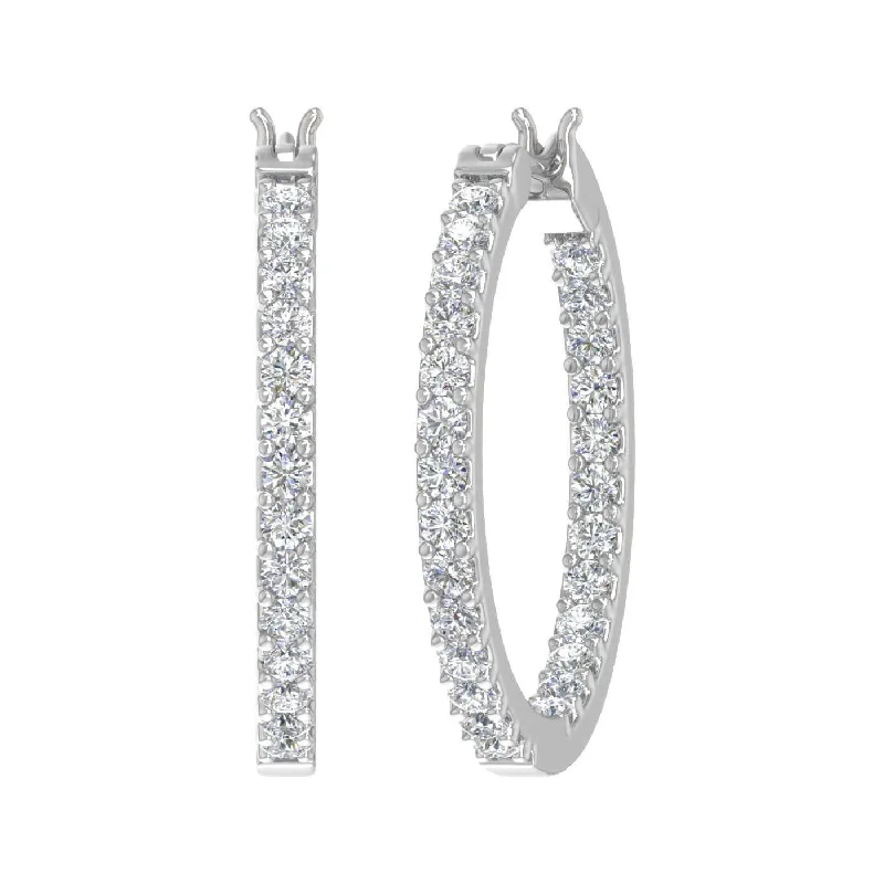 Modern Statement Jewelry For Bold Styling Snag Fabulous Fashion Bargains 1 Carat Prong Set Diamond Inside-out Hoop Earrings in Gold - IGI Certified Modern Statement Jewelry For Bold Styling Snag Fabulous Fashion Bargains 1 Carat Prong Set Diamond Inside-out Hoop Earrings in Gold - IGI Certified