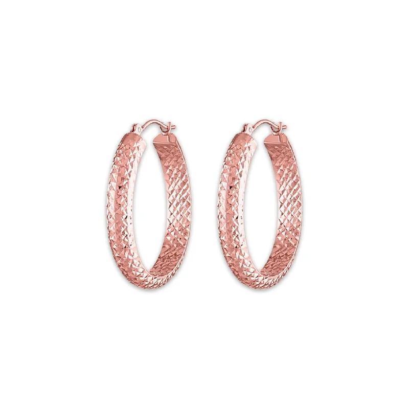 Eco-Friendly Sustainable Jewelry For Conscious Buyers Fast Fashion Favorites 10KT Rose Gold 4.5X23MM Hoop Diamond-cut Earrings Eco-Friendly Sustainable Jewelry For Conscious Buyers Fast Fashion Favorites 10KT Rose Gold 4.5X23MM Hoop Diamond-cut Earrings