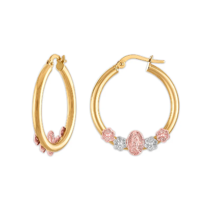 Limited-Time Offer On Premium Jewelry Collections Season Offer 10KT Tri-Color Gold Guadalupe Hoop Earrings Limited-Time Offer On Premium Jewelry Collections Season Offer 10KT Tri-Color Gold Guadalupe Hoop Earrings