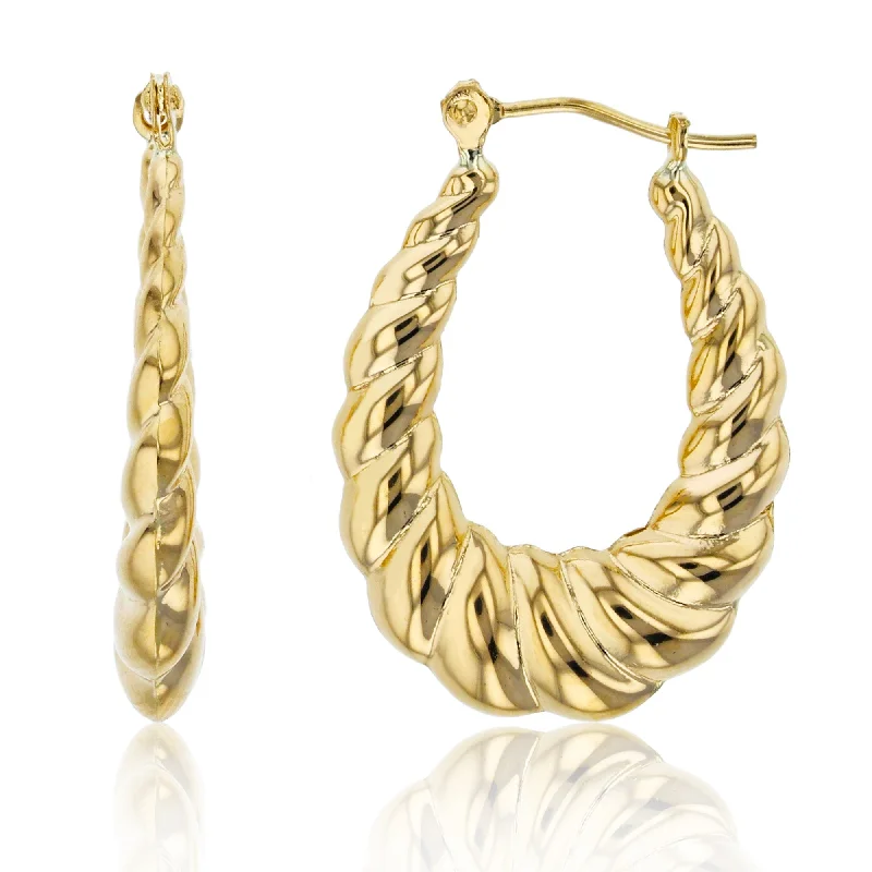 Premium Jewelry Now Available At Special Discounts Limited-Time Offer 10KT Yellow Gold 25X16MM Twist Hoop Earrings