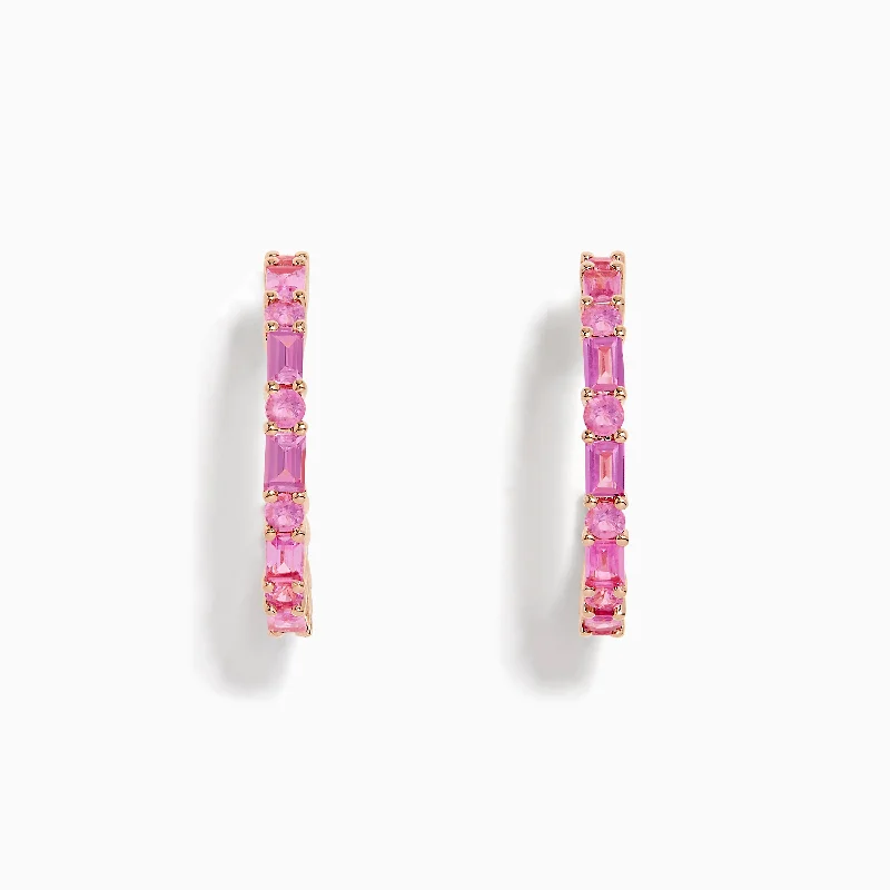Elegant Designs, Unbeatable Discounts – Shop Jewelry Now Season Sale 14K Rose Gold Pink Sapphire Hoop Earrings Elegant Designs, Unbeatable Discounts – Shop Jewelry Now Season Sale 14K Rose Gold Pink Sapphire Hoop Earrings