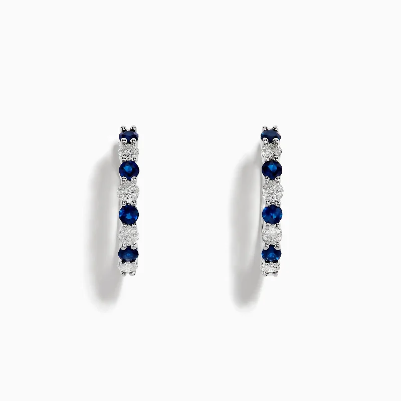 Modern Statement Jewelry For Bold Styling New Season Fashion Preview Sale 14K White Gold Sapphire and Diamond Hoop Earrings