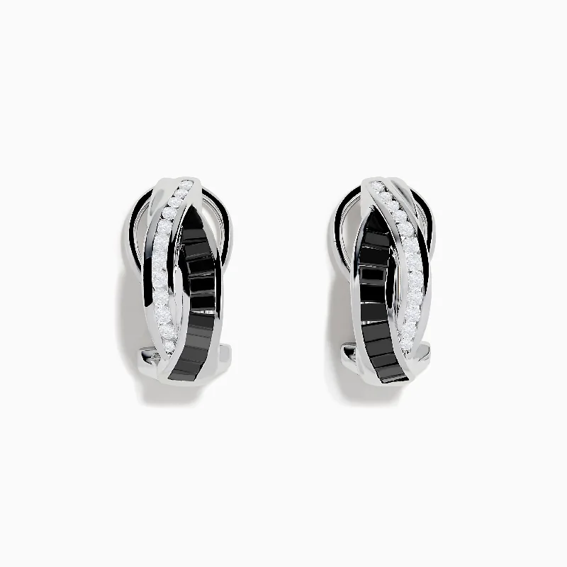 Romantic Heart-Shaped Jewelry For Special Gifts Fashion Forward 14K White Gold White and Black Diamond Earrings Romantic Heart-Shaped Jewelry For Special Gifts Fashion Forward 14K White Gold White and Black Diamond Earrings