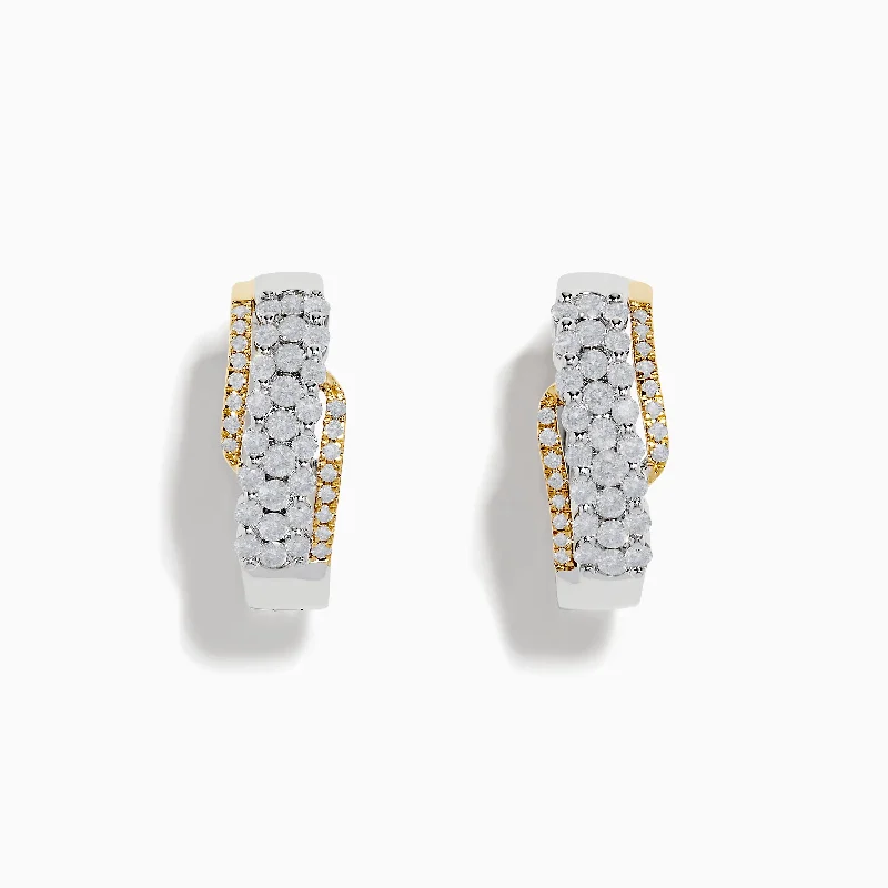 Dainty Floral Jewelry For Feminine Elegance Sustainable Fashion Extravaganza Duo 14K Two Tone Gold Diamond Hoop Earrings Dainty Floral Jewelry For Feminine Elegance Sustainable Fashion Extravaganza Duo 14K Two Tone Gold Diamond Hoop Earrings