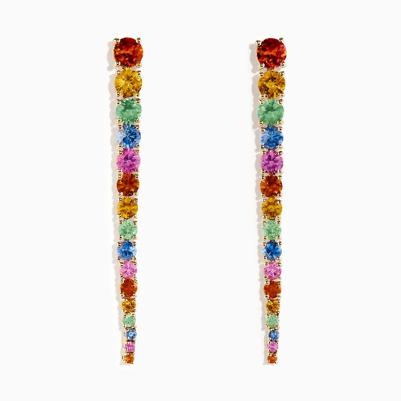 Shop Fine Jewelry With Exclusive Savings Seasonal Trends 14K Yellow Gold Multi Sapphire Linear Drop Earrings Shop Fine Jewelry With Exclusive Savings Seasonal Trends 14K Yellow Gold Multi Sapphire Linear Drop Earrings